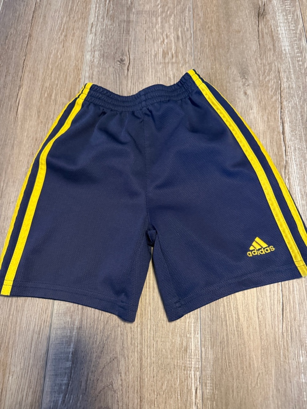 adidas Navy Shorts with Yellow Side Stripes